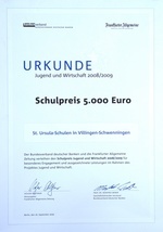 Urkunde Wirtschaftspreis